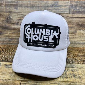 Columbia House Records Mens Trucker Hat White Snapback Vintage Logo Baseball Cap